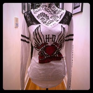 Harley Davidson Women’s Thermal/ Lace Top sz. L
